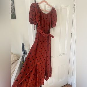 Maeve anthropology long dress. Red polka dot. Size 0.